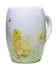Vintage TK Czechoslovakia Signed L.B.M. Hand Painted Chick Porcelain Cup picture