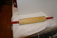 Vintage Wood Rolling Pin W/Red Handles  picture