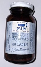 VINTAGE EMPTY PHARMACEUTICAL BOTTLE - ‘DASIN’ OPIUM NARCOTIC COLD CAPSULES picture