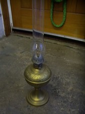 LOVELY VINTAGE BRASS OIL LAMP+FUNNEL-VGC. picture