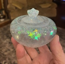 Clear resin homemade Star glitter Trinket Jar with Lid, Small Round Jar picture