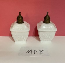 Napco Milk Glass Pair Salt & Pepper Shakers 2” W x 3 1/2” H picture
