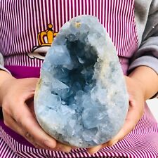 4.73LB Natural Beautiful Blue Celestite Crystal Geode Cave Mineral Specimen picture