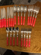 MARDI GRAS Washington Forge WF Cherry Red Flatware 24 piece Korea picture