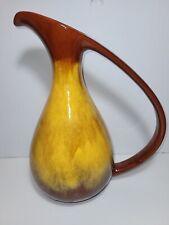 MCM Blue Mountain Pottery Ewer Pitcher Harvest Gold  Sienna Drip Glaze large picture