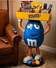 RARE 4ft M&M's Blue Character Advertising Display Stand w/ Yellow Tray picture