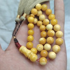 Vintage Amber Dust Tasbih 36 Beads Natural Incense Aroma Islamic Prayer Beads 25 picture