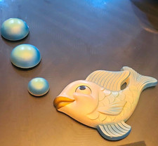 Vintage 1964 Miller Studioio Chalkware Fish 3 Bubble. picture