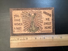 Antique Leather Postcard Woman In Spider Web Has Cast Her Net Around Me WS Heal picture