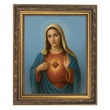 Immaculate Heart Framed Print, Under Glass W/ Gold Finish Frame, 12.5
