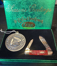 CASE XX NOS 1 Of 1000 HOLIDAY ORNAMENT SET RED BONE POCKET KNIFE CANOE 62131SS picture