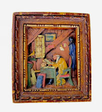 Vintage Germany Hartmann Wachskunst Wax Carved 3D Wall Art 5.5”wide By 6.5” Tall picture