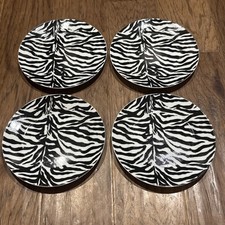 Set of 4 Tienshan Fine China Zebra 7.75” Salad Plates picture