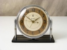 Vintage 1934 TELECHRON 7F55 Alarm Clock ~Chrome & Black Art Deco ~ Fully Working picture
