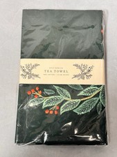 Rifle Paper Co. Willowberry Embroidered Tea Towel in green cotton picture