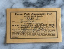 1930s Ocean Park Amusement Pier Courtesy Pass Pre P.O.P. Pacific picture