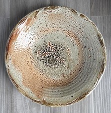 David Cuzick Stoneware Studio Pottery 12 1/4” Shallow Bowl - Artist Signed 2002 picture