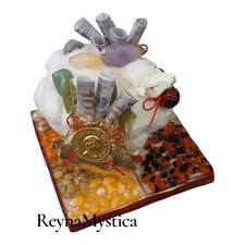 Abundance Sheep Charm - Good Luck Amulet with Crystals, Seeds & Coins Handmade picture