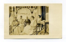 Utica NY cancel, women reading on porch, RPPC postcard, Gertrude M Murdock picture