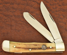 RARE FACTORY ERROR BOKER TREE BRAND SOLINGEN GERMANY STAG TRAPPER KNIFE (36939) picture