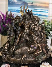 Ebros Greek Mythology God of The Sea Poseidon Sitting On Throne Statue picture