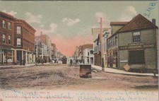 Main Street Calais Maine ME Greenlaw Bros Barber Trolley Morris 1907 Postcard picture
