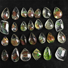 4 PCS Natural Ghost Phantom Quartz Oval Palm Pocket Crystal Stone Green Moss  picture