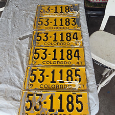 1947 VINTAGE COLORADO LICENSE PLATES LOT OF 3 SETS/ ALL SEQUENTIAL NUMBERS/HTF picture