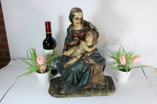 Antique Large chalkware statue madonna child religious  picture