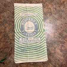 Vintage Hubbard Milling Company 100 lb Sow and Pig Sack Bag Green Cream Flaws picture