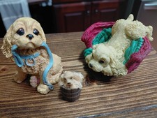 Vintage Cocker Spaniel Puppy Dog Figurines Lot of 3 Enesco Kathy Wise & More picture