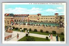 Hollywood Beach FL-Florida, Casino And Swimming Pool Vintage Souvenir Postcard picture