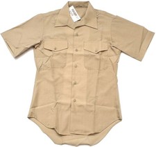 NEW U.S MARINE CORPS USMC SHORT SLEEVE KHAKI DRESS SHIRT, Size 15, Vintage picture