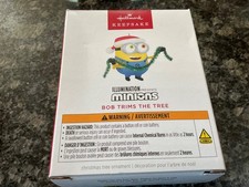 HALLMARK 2025 BOB TRIMS THE TREE MINIONS ILLUMINATION ORNAMENT picture