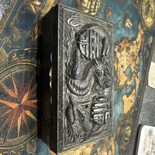 Old Vintage Dragon Pewter Trinket Jewellery Box. 15cm x 9cm x 9cm. Great cond. picture