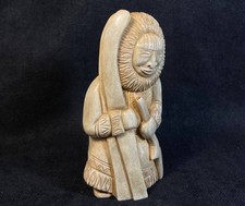 Chukchi Arctic Skier Hunter Sculpture, Inuit Eskimo Handcrafted Figurine  picture