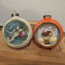 Vintage 1978 and 1984 Hallmark Panoramic Christmas Tree Ornaments Lot of 2 picture