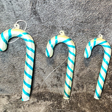 Vintage Mercury Glass Candy Cane Light Covers Set-3 Teal Blue 1950s Rare Color picture