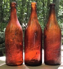 vintage bosch brewing  lake linden michigan amber glass bottle 3included 12