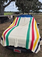 VTG Hudson's Bay Company HBC SIGNATURE MULTI STRIPE Wool Blanket 6 point (QUEEN) picture