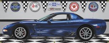 2004 CHEVY CORVETTE Z06 COMMEMORATIVE EDITION LEMANS BLUE GARAGE SCENE BANNER picture