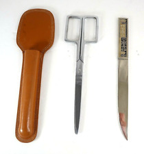 Vintage Solingen Germany Scissor/Letter Opener/Ruler Set With Leather Case picture