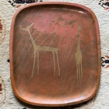 Vintage Los Castillo Taxco Mixed Metal Metales Casados Giraffe Tray picture