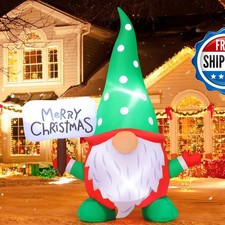 GOOSH 6 FT Christmas Gnome Inflatable LED Lights Outdoor Indoor Lawn Garden picture