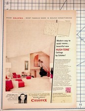 Vintage 1950s Celotex Hush-Tone Ceilings Home Decor Magazine Ad Richard Himmel picture