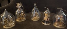 Set Of (5) Vintage Fontanini Nativity Blown Glass Christmas Ornaments picture