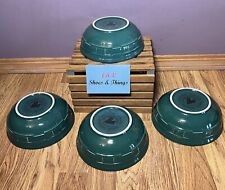 (4) Longaberger Woven Traditions 7” Coupe Cereal Bowls Ivy Dark Green picture