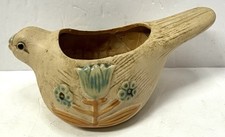 Vintage Dove Bird Clay Pottery Planter Glazed Colors on Flowers picture