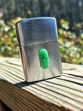 VTG Japan EVER -READY Flip Top Petrol Lighter/ Natural green Jadeite jade &zippo picture