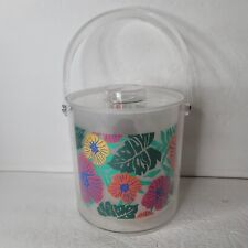 Hawaiian Hibiscus Floral Acrylic Ice Bucket Multi Color Appx 7.5 Inches Tall picture